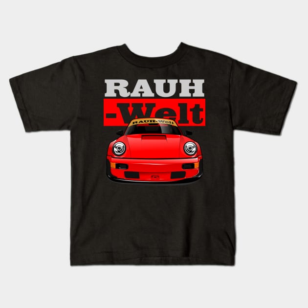 Rauh Welt Begriff Red Kids T-Shirt by aredie19